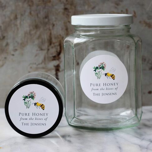 Personalized Honey Labels - Wildflower and Hovering Bee Graphic - 18 Labels per Package (2" Round) in Kuwait
