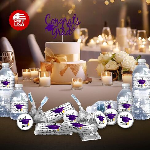 216 Graduation Party Cap Class of 2026 Kisses Stickers Labels, Grad Party Favor Decorations. Made in USA (Purple) in Saudi Arabia