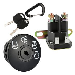 175566 Ignition Switch 7 Terminals 2 Keys & AM138068 Starter Solenoid 12V Compatible with John Deere L100 L105 L108 D100 D105, Replaces #175566, 175442, 163968, 532175566, AM138068, 725-04439 in Saudi Arabia