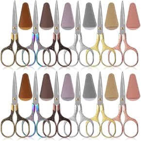 12 Pcs 5inch Small Sewing Scissors, Embroidery Scissors with Artificial Leather Cover, Sharp Embroidery Vintage Crochet Crafting Scissorss Set, for Sewing Crafting DIY Needlework Threading Handicraft in Kuwait
