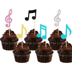 12 Glitter Music Notes Cupcake Toppers Musical Symbol Cupcake Decorations Rock Music Concert Theme Cupcake Decor for Baby Shower Wedding Birthday Party in Saudi Arabia