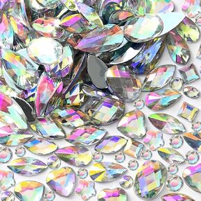 1400 PCS AB Colorful Gems Rhinestones Jewels for Crafts, Flatback Crystal Bedazzling Gemstones Rhinestone for Crafting Halloween Cosplay Party Embellishments Decorations(Mixed Colors AB) in Saudi Arabia