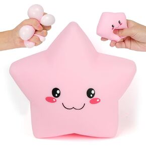 Squishy Star Stress Balls for Adults and Kids, Star Squishy Fidget Toys, Cute Stress Relief Sensory Toys for Autism ADHD Anxiety, Soft Dough Squeeze Ball, Party Favors Birthday for Girls Boys (Yellow) in Saudi Arabia