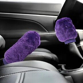 Sun Walker Fluffy Car Gear Shift Knob & Handbrake Cover, Furry Auto Hand Brake Handle & Shifter Stick Protective Cover, Soft Plush Decorative Protector Interior Accessories for Vehicles (Black) in Kuwait
