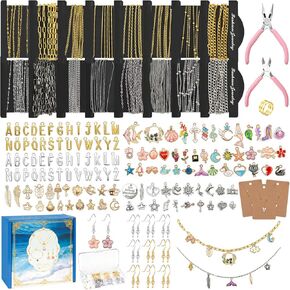 18K Gold Silver Necklace Chains for Jewelry Making - 79FT 16 Rolls Bracelet Chains with Charms - Letter Pendants, Jump Rings, Lobster Clasps, Pliers and Accessories for DIY Jewelry Crafting Gifts in Saudi Arabia