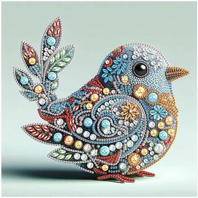 Focart Diamond Art Painting Kit of Pearl Bird Pattern, DIY Frameless Special Shape Crystal Diamond Partial Diamond Art Painting Mosaic Making Craft, Suitable for Home Wall Decor Art Gift in Saudi Arabia
