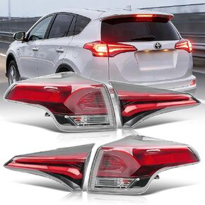 Driver and Passenger Tail Light for Toyota RAV4 2016 2017 2018 (4 Packs), Right Rear Brake Lamp Taillights with Bulb and Harness, OEM Directment Part in Saudi Arabia