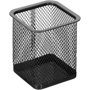 Pen Holder Metal Pencil Organizer Mesh Cup Hollow Desktop Storage Bucket Stationery Office Square Container for Students Officer in Kuwait