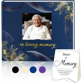 Elegant Funeral Guest Book - in Loving Memory Guestbook with Photo Slot - 330 Entries Memorial Guest Sign in Book for Funeral Service, 9"x7.5", Purple in Saudi Arabia