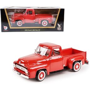 1953 Ford F-100 Pickup 1:18 Diecast Model - Iconic Driverised Classic with Curved Windshield, Opening Doors & Functional Steering Wheel, Premium Gift Box for Collectors, 14+,Red in Saudi Arabia
