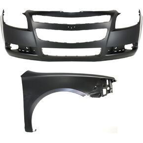 Go-Parts - Front Bumper Cover for Chevrolet (Chevy) Malibu 2008-2012, Primed (Ready to Paint), 2-Piece kit, with Right (Passenger) Fender Sedan Replacement 20832808,15825372,25949346 in Saudi Arabia