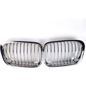 1 Pair Euro Style Front Kidney Grille Grill Chrome Compatible with 1998-2001 BMW E46 320i 323i 325i 328i 330i Sedan, Single Slat in Saudi Arabia