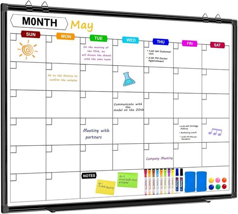 Calendar Whiteboard for Wall 48" x 36", Magnetic Dry Erase Calendar Monthly Dry Erase Board with Tray for Office Home and School in Kuwait