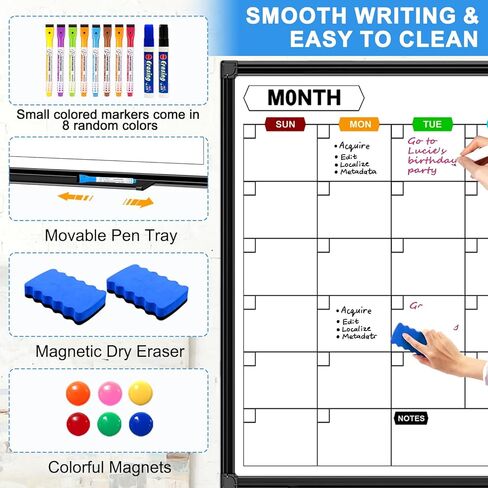 Calendar Whiteboard for Wall 48" x 36", Magnetic Dry Erase Calendar Monthly Dry Erase Board with Tray for Office Home and School in Kuwait