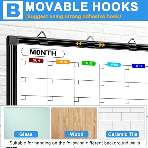 Calendar Whiteboard for Wall 48" x 36", Magnetic Dry Erase Calendar Monthly Dry Erase Board with Tray for Office Home and School in Kuwait