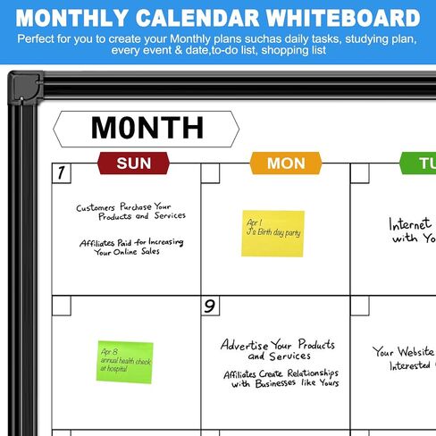 Calendar Whiteboard for Wall 48" x 36", Magnetic Dry Erase Calendar Monthly Dry Erase Board with Tray for Office Home and School in Kuwait