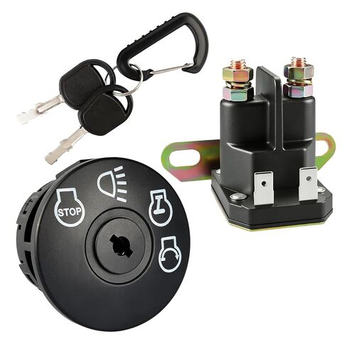 175566 Ignition Switch 7 Terminals 2 Keys & AM138068 Starter Solenoid 12V Compatible with John Deere L100 L105 L108 D100 D105, Replaces #175566, 175442, 163968, 532175566, AM138068, 725-04439 in Saudi Arabia