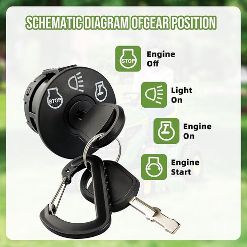 175566 Ignition Switch 7 Terminals 2 Keys & AM138068 Starter Solenoid 12V Compatible with John Deere L100 L105 L108 D100 D105, Replaces #175566, 175442, 163968, 532175566, AM138068, 725-04439 in Saudi Arabia