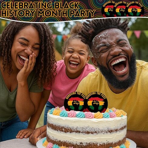Bucherry Juneteenth كب كيك القبعات العالية Juneteenth ديكورات صغيرة مستديرة أكريليك كب كيك يختار لمستلزمات الحفلات قابلة لإعادة الاستخدام غير صالحة للأكل (24 قطعة) in Kuwait