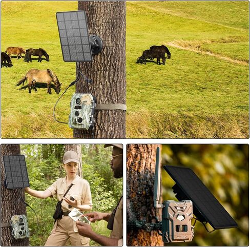 LIYVZ Trail Camera Solar Panel with Bulit-in 5000mAh Battery 2 Pack, 3W Solar Panel for Trail Camera IP66 Waterproof Multi Interfaces with USB-C & DC 6V/9V/12V Output, 360° Adjustable in Saudi Arabia