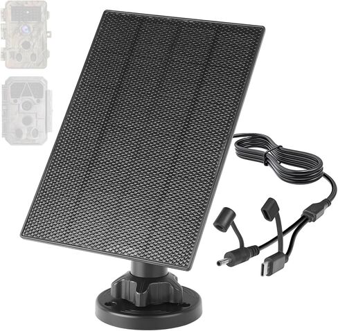 LIYVZ Trail Camera Solar Panel with Bulit-in 5000mAh Battery 2 Pack, 3W Solar Panel for Trail Camera IP66 Waterproof Multi Interfaces with USB-C & DC 6V/9V/12V Output, 360° Adjustable in Saudi Arabia