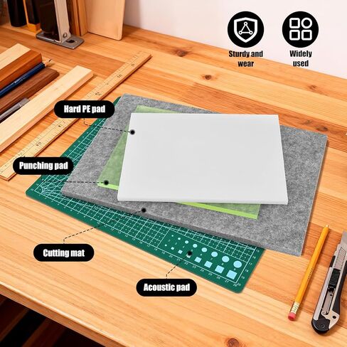 4 Pcs Leather Punch Pads - Safe Leather Cutting Mat Sound Absorbing Pad and A4 Self Healing Cutting Mat, Hole Punchs Stamping Tool for Leathers Working DIY Crafts in Saudi Arabia