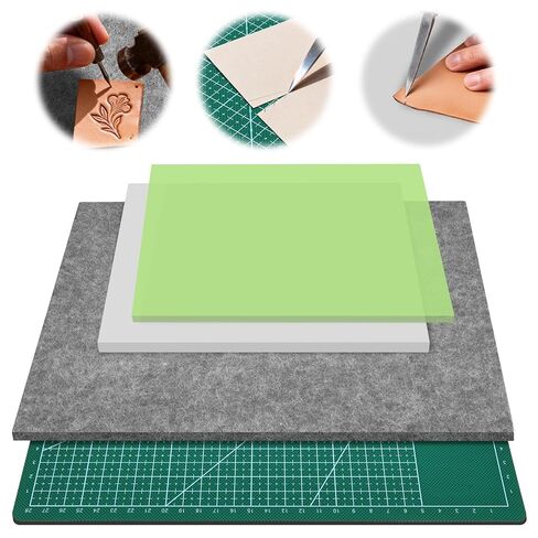 4 Pcs Leather Punch Pads - Safe Leather Cutting Mat Sound Absorbing Pad and A4 Self Healing Cutting Mat, Hole Punchs Stamping Tool for Leathers Working DIY Crafts in Saudi Arabia