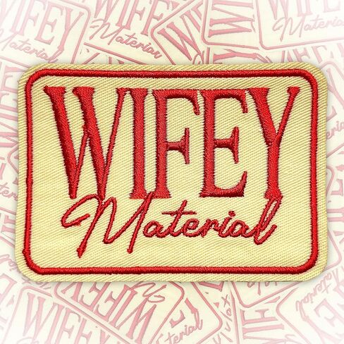 Wifey Material Patch 3 Inches Funny Girlie Wife, Mom, Lover Motivation Iron On/Sew On Embroidery Fabric Applique Patches for Trucker Hats Clothes Backpack DIY Accessories Coworkers Friends Mom Gifts in Saudi Arabia
