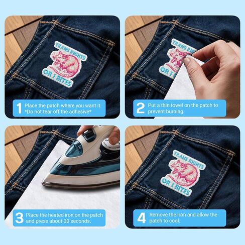 Trans Rights Or I Bites Patch Gifts Funny Possum Embroidered Feminist Liberal LGBTQ Queer LGBT Pride Trans Rights Or I Bites Embroidery Patches for Clothes Backpacks Hats Iron On Embroider 3" in Saudi Arabia