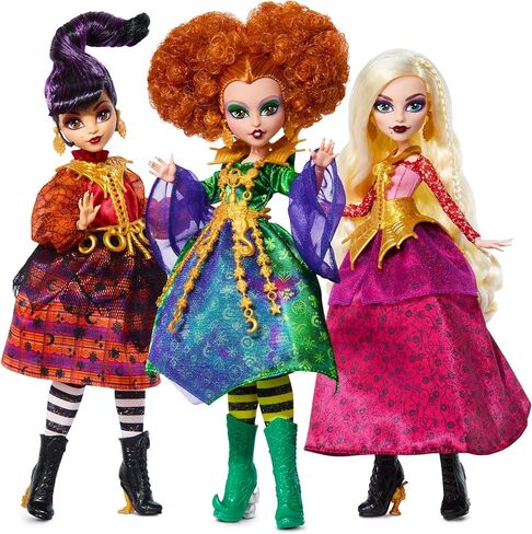 دمى Monster High Skullector Hocus Pocus - مجموعة Winifred وMary وSarah وBinx القابلة للتجميع مع شخصيات مفصلية وفساتين ساحرة وإكسسوارات وتغليف جاهز للعرض in Kuwait