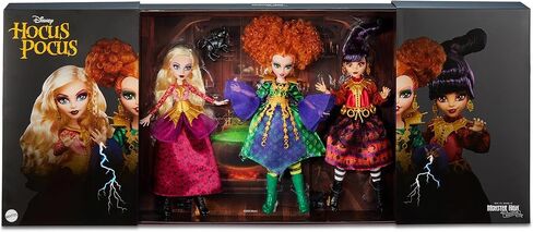 دمى Monster High Skullector Hocus Pocus - مجموعة Winifred وMary وSarah وBinx القابلة للتجميع مع شخصيات مفصلية وفساتين ساحرة وإكسسوارات وتغليف جاهز للعرض in Kuwait