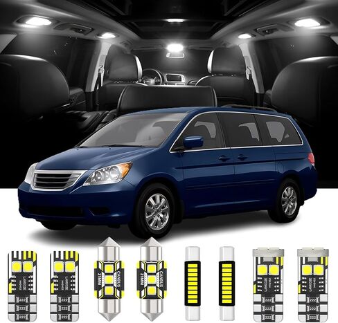 طقم مصابيح LED داخلية 16 قطعة + مصابيح عكسية احتياطية لسيارة Honda Odyssey 2005-2010 بيضاء 6000K LED حزمة استبدال المصابيح الداخلية + أضواء لوحة الترخيص، أداة تثبيت in Kuwait