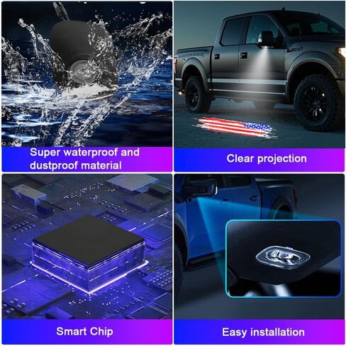 2Pcs Side Rearview mirror Car Door Projection Lamp Puddle lights Floor 3D shadow Led accessories fit for ford F150 Raptor 2015 2016 2017 2018 2019 2020 2021 2022 2023 2024 2025 F250 F350 in Saudi Arabia