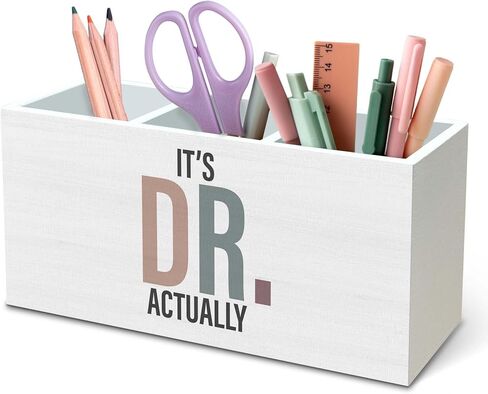 DILSJ Phd Graduation Gifts Pen Pencil Holder Organizer for Desk, It's Dr Actually, Doctorate Graduation Gifts Wooden Box Signs for Graduate Women Men Doctoral Graduates Desk Decoration School Supplies in Saudi Arabia