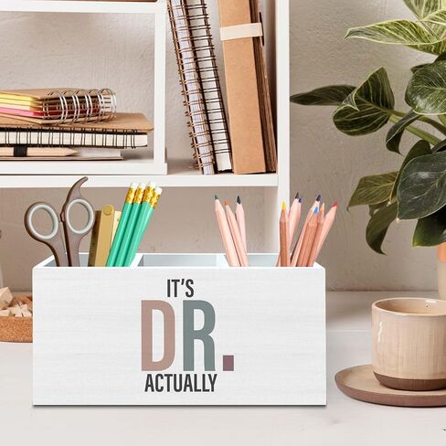 DILSJ Phd Graduation Gifts Pen Pencil Holder Organizer for Desk, It's Dr Actually, Doctorate Graduation Gifts Wooden Box Signs for Graduate Women Men Doctoral Graduates Desk Decoration School Supplies in Saudi Arabia