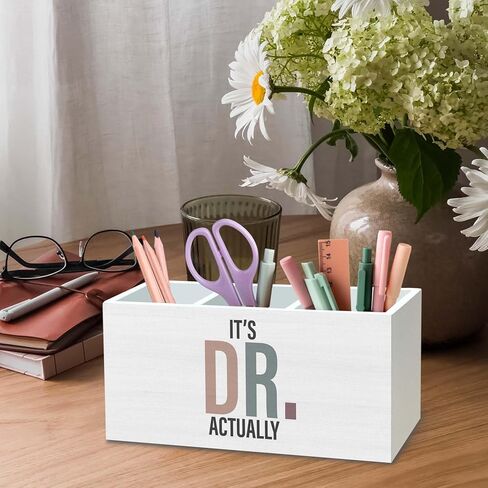 DILSJ Phd Graduation Gifts Pen Pencil Holder Organizer for Desk, It's Dr Actually, Doctorate Graduation Gifts Wooden Box Signs for Graduate Women Men Doctoral Graduates Desk Decoration School Supplies in Saudi Arabia