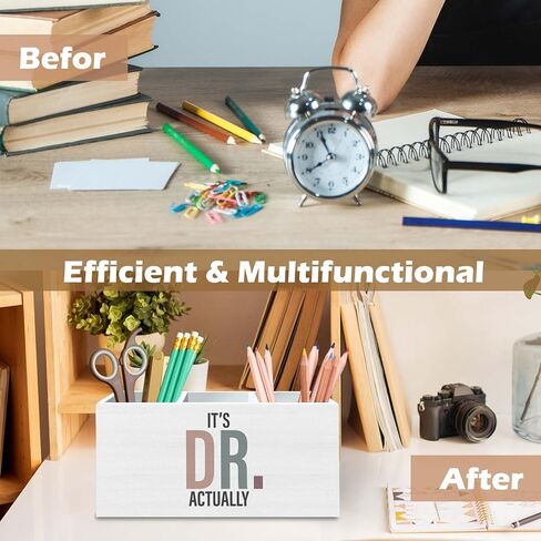 DILSJ Phd Graduation Gifts Pen Pencil Holder Organizer for Desk, It's Dr Actually, Doctorate Graduation Gifts Wooden Box Signs for Graduate Women Men Doctoral Graduates Desk Decoration School Supplies in Saudi Arabia