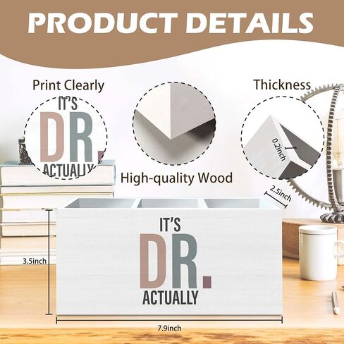 DILSJ Phd Graduation Gifts Pen Pencil Holder Organizer for Desk, It's Dr Actually, Doctorate Graduation Gifts Wooden Box Signs for Graduate Women Men Doctoral Graduates Desk Decoration School Supplies in Saudi Arabia