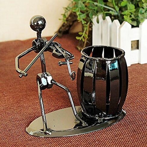 Metal Art Crafts Pencil & Pen Holder Display - Decorative Violin Theme Desktop Supply Organizer in Saudi Arabia