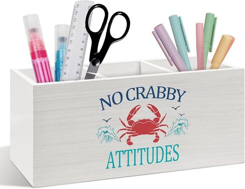Aerial Surfers Beach Pen Pencil Holder for Desk Accessories, Gifts for Beach Lovers, Beach Office Decor, Boho Coastal Wooden Desk Pen Pencil Holder Organizer for Home Office Decor in Saudi Arabia