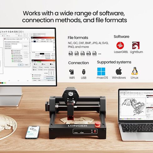 LONGER RAY5 Laser Engraver 3500mW High Precision 0.04 * 0.04mm Mini Laser Cutter and Engraving Machine 130x140mm Working Area for Wood Metal Acrylic Glass in Saudi Arabia