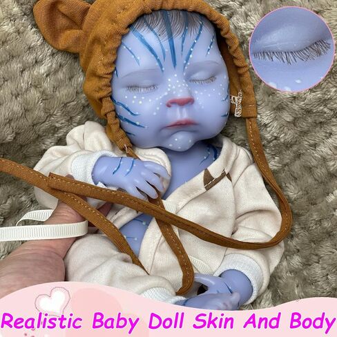 13 Inch Lifelike Avatar Silicone Baby Dolls Can Glow in The Dark Realistic Full Silicone Reborn Baby Doll Blue Boby Doll Gift for Kids, Collectors in Kuwait