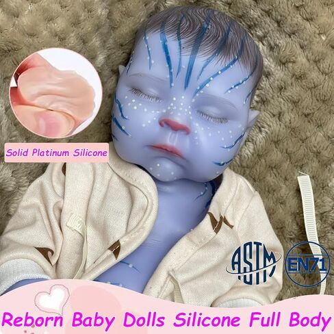 13 Inch Lifelike Avatar Silicone Baby Dolls Can Glow in The Dark Realistic Full Silicone Reborn Baby Doll Blue Boby Doll Gift for Kids, Collectors in Kuwait