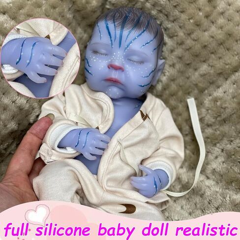 13 Inch Lifelike Avatar Silicone Baby Dolls Can Glow in The Dark Realistic Full Silicone Reborn Baby Doll Blue Boby Doll Gift for Kids, Collectors in Kuwait