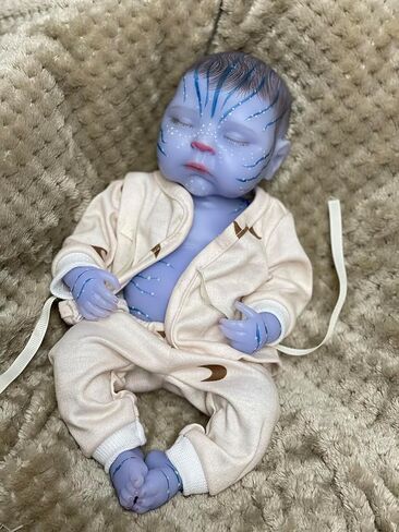13 Inch Lifelike Avatar Silicone Baby Dolls Can Glow in The Dark Realistic Full Silicone Reborn Baby Doll Blue Boby Doll Gift for Kids, Collectors in Kuwait