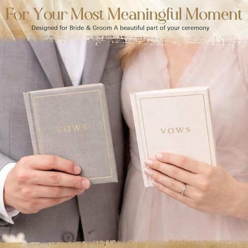 Set of 2 Wedding Vow Books Wedding Day Vow Booklets with Gold Foil Fabric Cover Vintage Ceremony Speech Promise Notebook 5.8"x 4.1" Bride and Groom Gift for Newly Engaged Couple, 80 Lined Pages in Saudi Arabia