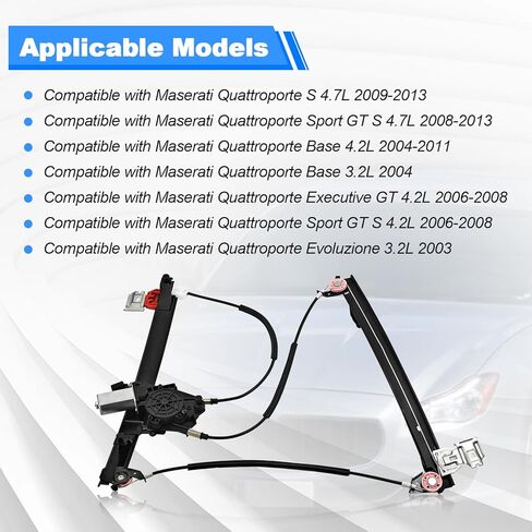 Front Left Window Regulator w/Motor Compatible with Maserati Quattroporte M139 2003-2012 Replace# 66944900, 84934200 in Saudi Arabia