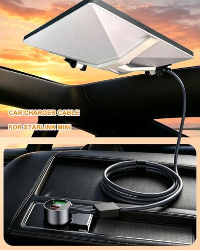كابل شاحن سيارة لـ Starlink Mini 10FT، 3 في 1 Starlink Mini Accessories شاحن سيارة DC كابل الطاقة مع محول ولاعة سجائر 12V-48V، PD 30W+USB-A 30W+DC 72W مصدر طاقة السيارة للشاحنة، RV، القارب in Kuwait