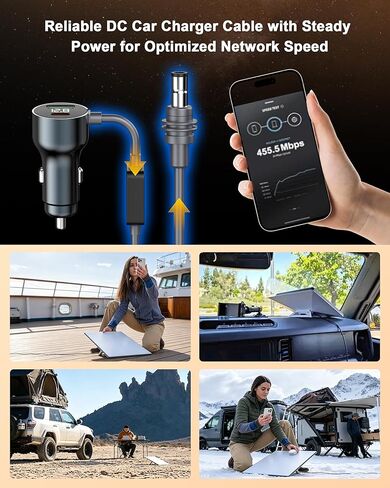 كابل شاحن سيارة لـ Starlink Mini 10FT، 3 في 1 Starlink Mini Accessories شاحن سيارة DC كابل الطاقة مع محول ولاعة سجائر 12V-48V، PD 30W+USB-A 30W+DC 72W مصدر طاقة السيارة للشاحنة، RV، القارب in Kuwait