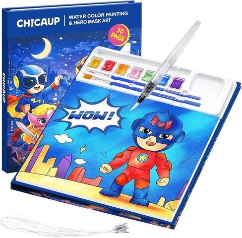 Paint with Water Coloring Books for Kids, Mess Free Watercolor Painting Kit with Hero Mask, Painting Activity for Kids Ages 3-5 4-8, Arts Crafts Drawing Gift Toy for Boy Girl in Saudi Arabia